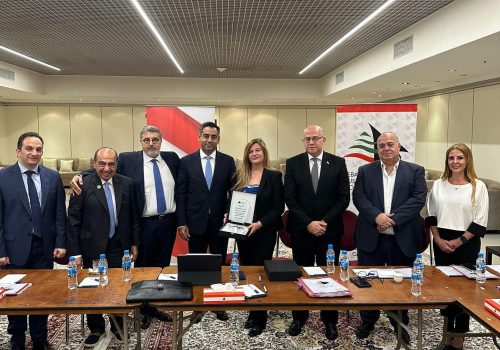 كرم مجلس الأعمال اللبناني في الكويت على هامش إجتماع المجلس العام والذي عقد يوم الاثنين الموافق 6 مايو / أيار 2024 بمقر ديوانية لبنان بالسفارة اللبنانية بدولة الكويت.